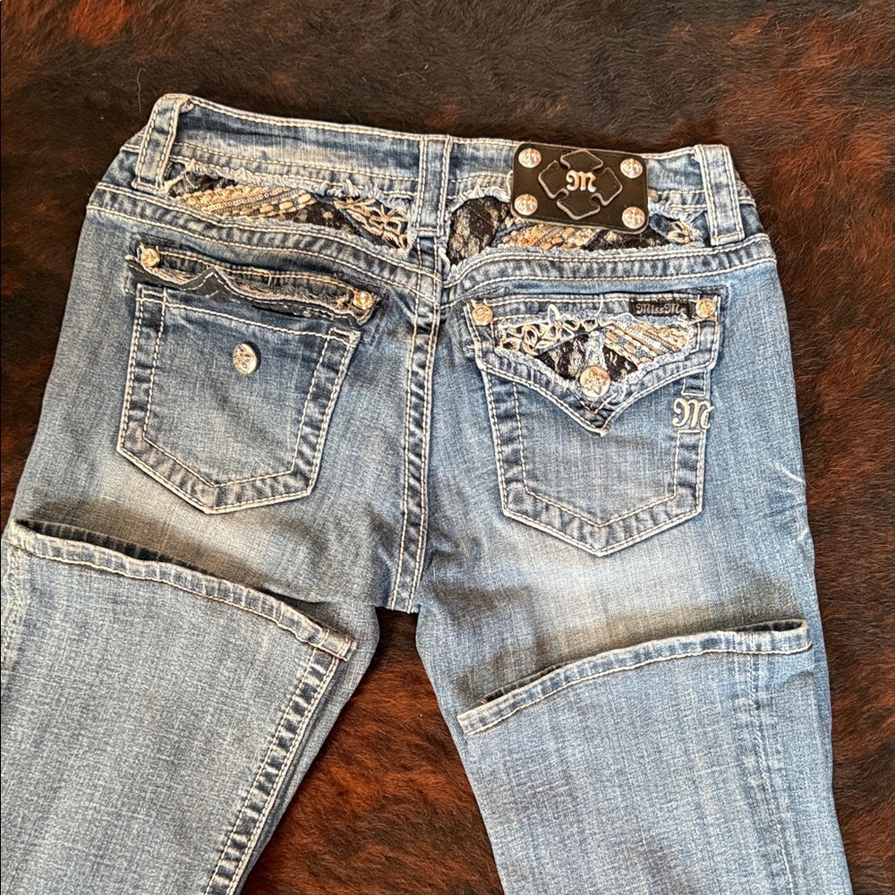 Miss Me Light Blue Boot Cut Jeans with Embroidered Back Pockets